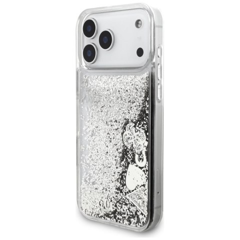 Etui Guess Liq. Glitter Charms do iPhone 17 Pro Max srebrny