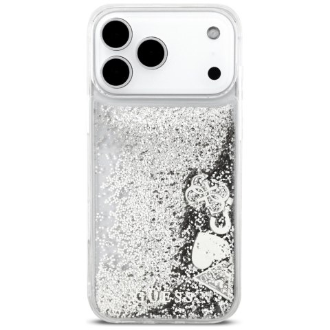 Etui Guess Liq. Glitter Charms do iPhone 17 Pro Max srebrny