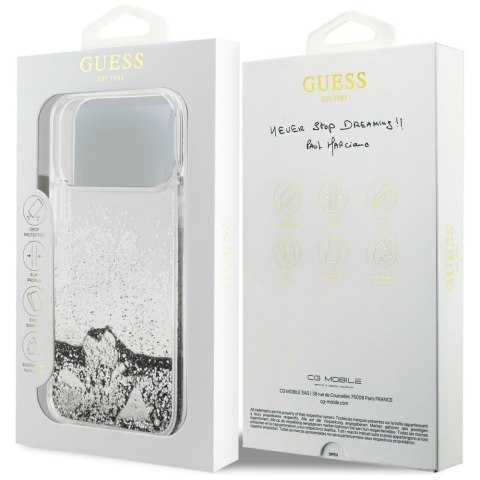 Etui Guess Liq. Glitter Charms do iPhone 17 Pro Max srebrny