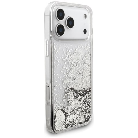 Etui Guess Liq. Glitter Charms do iPhone 17 Pro srebrny