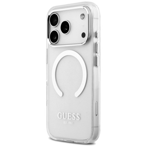Etui Guess Metal Outline MagSafe do iPhone 17 Pro srebrny