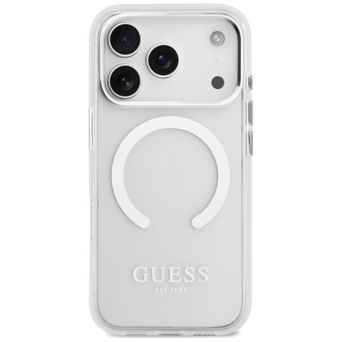 Etui Guess Metal Outline MagSafe do iPhone 17 Pro srebrny