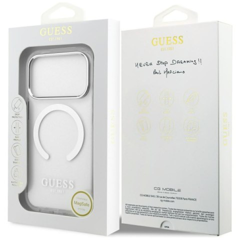Etui Guess Metal Outline MagSafe do iPhone 17 Pro srebrny