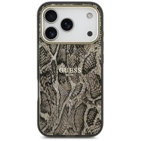 Etui Guess Python Pattern MagSafe do iPhone 17 Pro Max brązowy