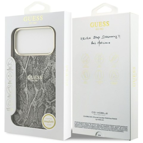 Etui Guess Python Pattern MagSafe do iPhone 17 Pro Max czarny