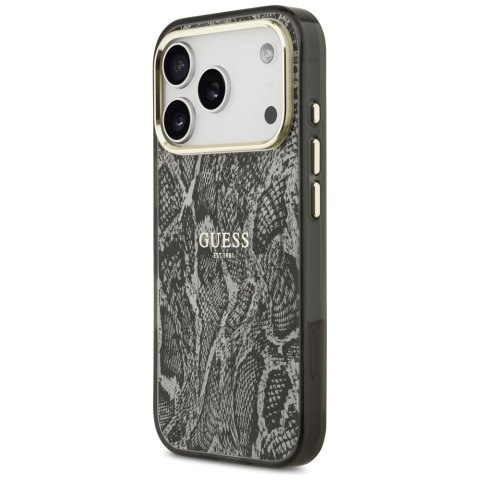 Etui Guess Python Pattern MagSafe do iPhone 17 Pro czarny