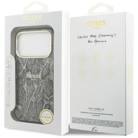 Etui Guess Python Pattern MagSafe do iPhone 17 Pro czarny