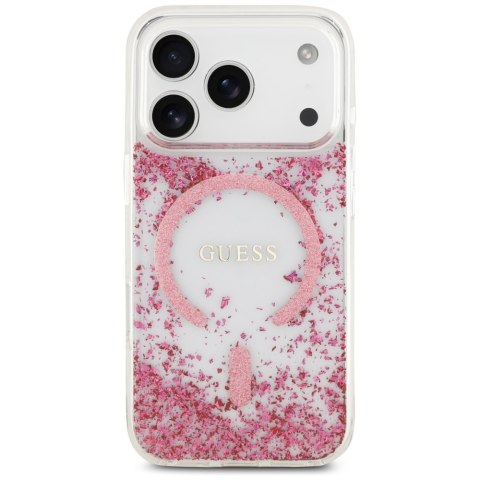 Etui Guess Resin Bottom Glitter MagSafe do iPhone 17 Pro różowy