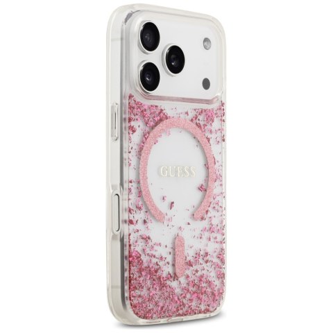 Etui Guess Resin Bottom Glitter MagSafe do iPhone 17 Pro różowy