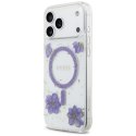 Etui Guess Resin Flowers Glitter MagSafe do iPhone 17 Pro Max fioletowy