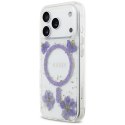 Etui Guess Resin Flowers Glitter MagSafe do iPhone 17 Pro fioletowy