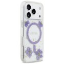 Etui Guess Resin Flowers Glitter MagSafe do iPhone 17 Pro fioletowy