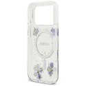 Etui Guess Resin Flowers Glitter MagSafe do iPhone 17 Pro fioletowy