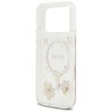 Etui Guess Resin Flowers Glitter MagSafe do iPhone 17 Pro różowy