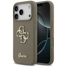 Etui Guess Silicone Big 4G Script do iPhone 17 Pro Max brązowy