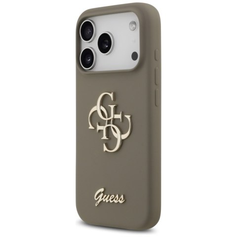 Etui Guess Silicone Big 4G Script do iPhone 17 Pro Max brązowy