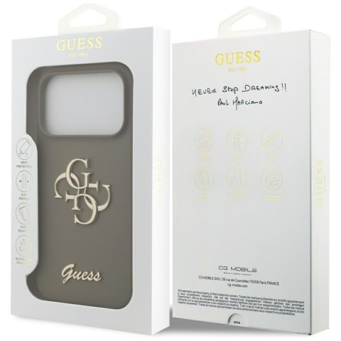 Etui Guess Silicone Big 4G Script do iPhone 17 Pro brązowy
