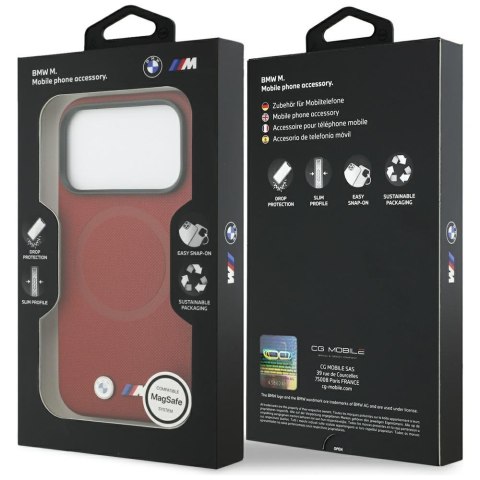 Etui BMW M FW Metal Logo MagSafe do iPhone 17 Pro czerwony