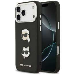 Etui Karl Lagerfeld FW Grained Karl & Choupette Heads Pins & Logo do iPhone 17 Pro Max czarny