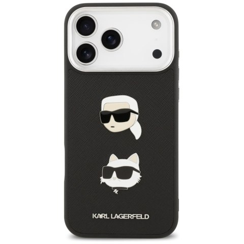 Etui Karl Lagerfeld FW Grained Karl & Choupette Heads Pins & Logo do iPhone 17 Pro Max czarny
