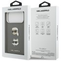 Etui Karl Lagerfeld FW Grained Karl & Choupette Heads Pins & Logo do iPhone 17 Pro Max szary