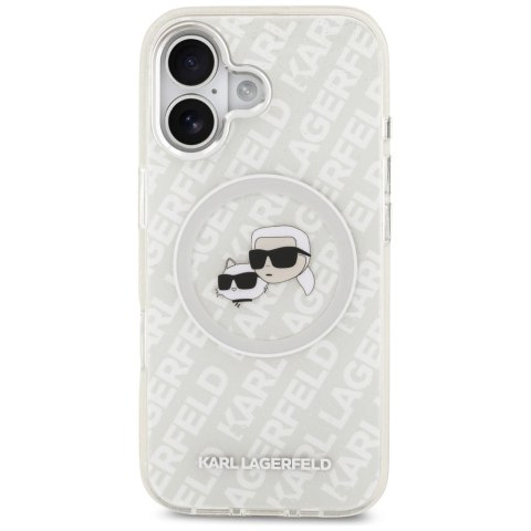 Etui Karl Lagerfeld IML Glitter Karl & Choupette Heads Logo MagSafe do iPhone 17 szary