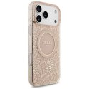 Etui Guess IML Flowers Electro Pearl Strap MagSafe do iPhone 17 Pro Max różowy