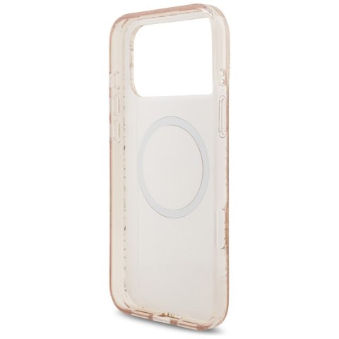 Etui Guess IML Flowers Electro Pearl Strap MagSafe do iPhone 17 Pro Max różowy