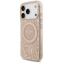 Etui Guess IML Flowers Electro Pearl Strap MagSafe do iPhone 17 Pro różowy