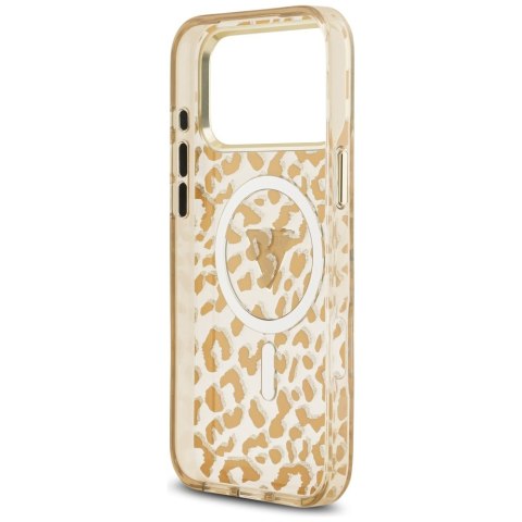 Etui Guess Leopard Glitter MagSafe do iPhone 17 Pro Max brązowy