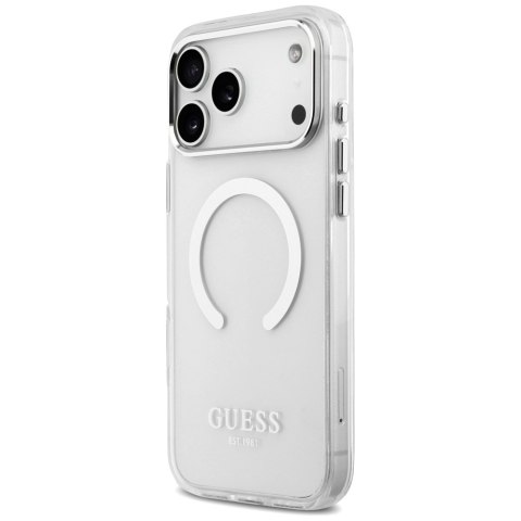Etui Guess Metal Outline MagSafe do iPhone 17 Pro Max srebrny