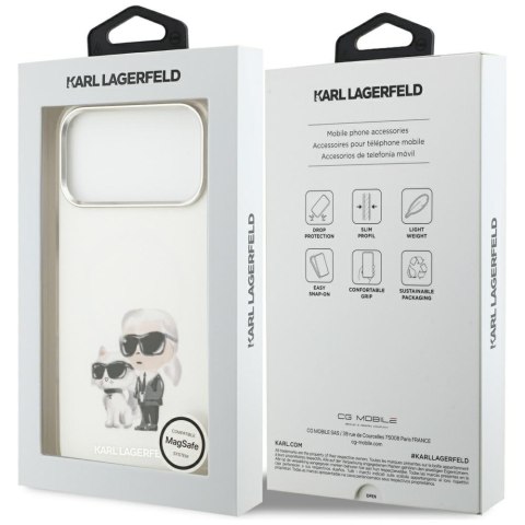 Etui Karl Lagerfeld IML Aquarelle Karl & Choupette & Logo MagSafe do iPhone 17 Pro Max biały