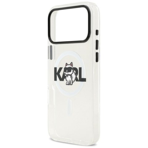 Etui Karl Lagerfeld IML Choupette Sketch Logo MagSafe do iPhone 17 Pro przezroczysty
