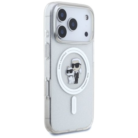 Etui Karl Lagerfeld IML Karl Choupette Glitter MagSafe do iPhone 17 Pro Max przezroczysty