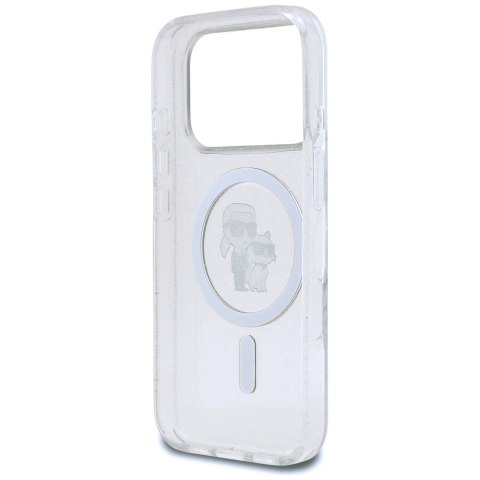 Etui Karl Lagerfeld IML Karl Choupette Glitter MagSafe do iPhone 17 Pro Max przezroczysty