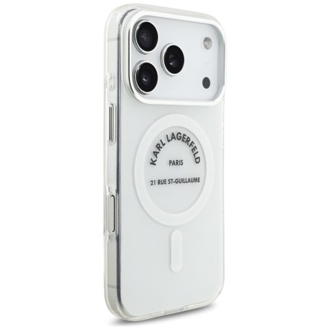 Etui Karl Lagerfeld IML Karl RSG Logo MagSafe do iPhone 17 Pro przezroczysty