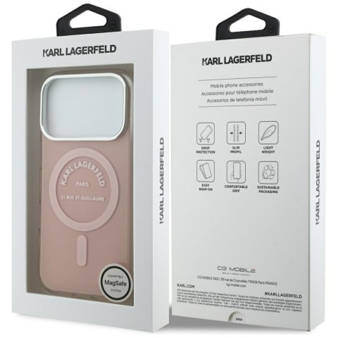 Etui Karl Lagerfeld IML Karl RSG Logo MagSafe do iPhone 17 Pro różowy