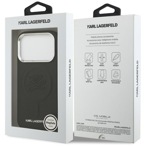 Etui Karl Lagerfeld Initial & Metal Logo MagSafe do iPhone 17 Pro Max czarny