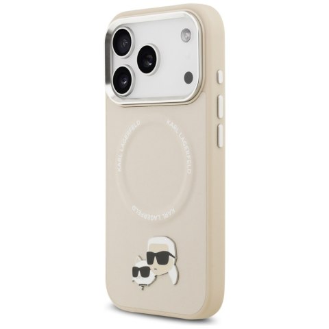 Etui Karl Lagerfeld Karl & Choupette Pins MagSafe do iPhone 17 Pro Max beżowy