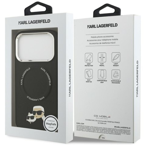 Etui Karl Lagerfeld Karl & Choupette Pins MagSafe do iPhone 17 Pro Max czarny
