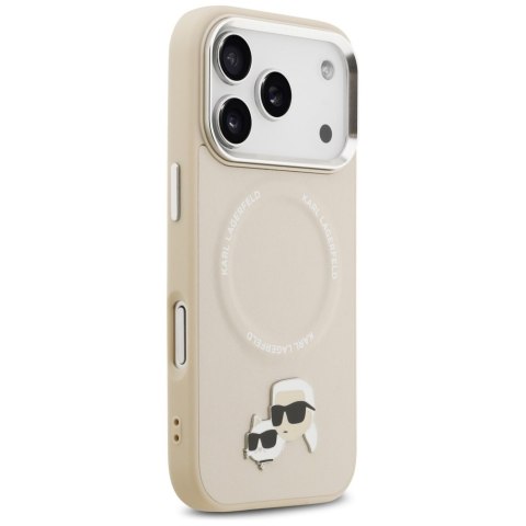 Etui Karl Lagerfeld Karl & Choupette Pins MagSafe do iPhone 17 Pro beżowy