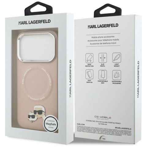 Etui Karl Lagerfeld Karl & Choupette Pins MagSafe do iPhone 17 Pro różowy
