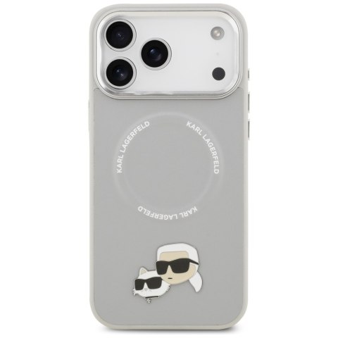 Etui Karl Lagerfeld Karl & Choupette Pins MagSafe do iPhone 17 Pro szary