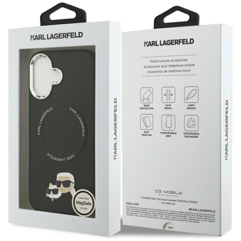 Etui Karl Lagerfeld Karl & Choupette Pins MagSafe do iPhone 17 czarny