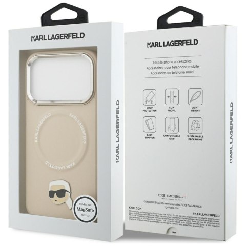 Etui Karl Lagerfeld Karl Pin MagSafe do iPhone 17 Pro Max beżowy