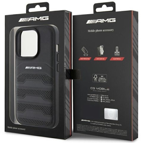 AMG AMHCP15LGSEBK iPhone 15 Pro 6.1"czarny/black hardcase Leather Debossed Lines