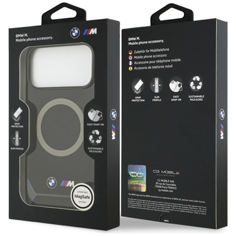Etui BMW M IML Metal Buttons & Logo MagSafe do iPhone 17 Pro Max czarno-niebieski