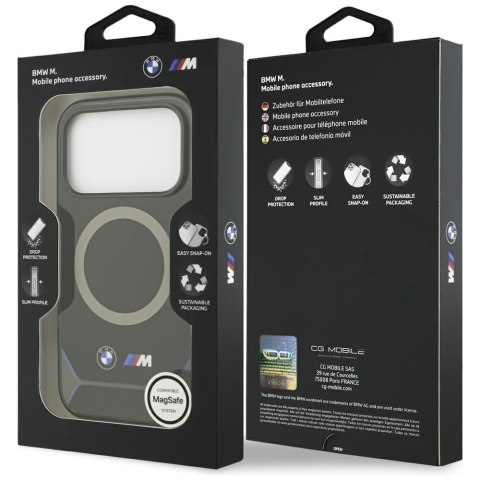 Etui BMW M IML Metal Buttons & Logo MagSafe do iPhone 17 Pro czarno-niebieski