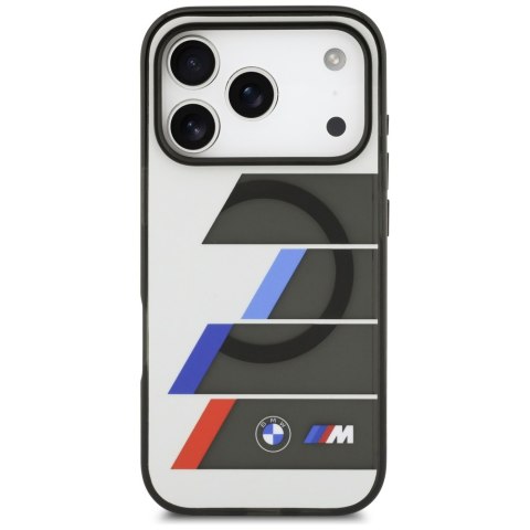 Etui BMW M IML Metal Buttons Tricolor Lines MagSafe do iPhone 17 Pro antracyt