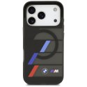 Etui BMW M IML Metal Buttons Tricolor Lines MagSafe do iPhone 17 Pro czarny
